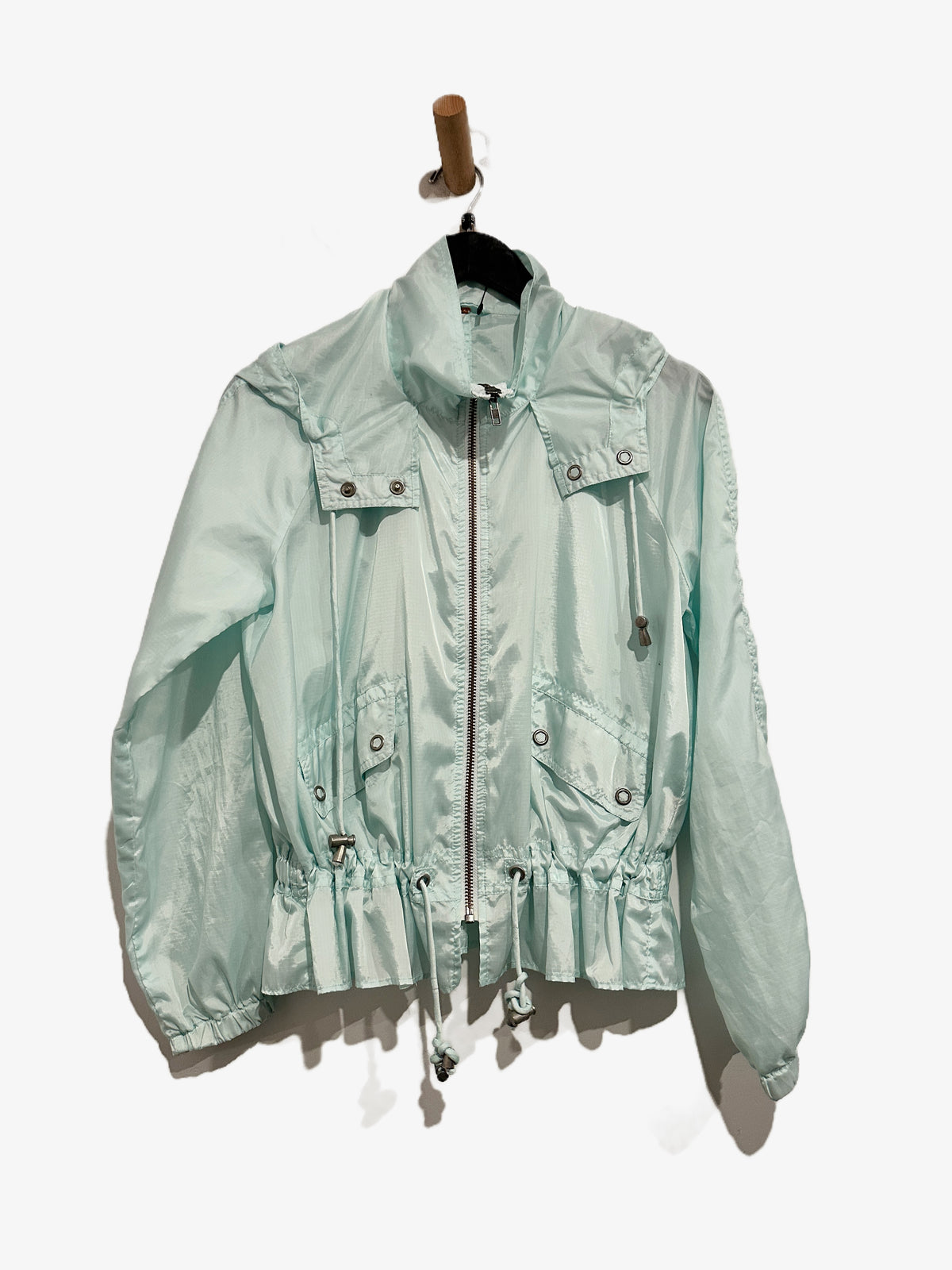 Free People Ripstop Nylon Tech Parachute Jacket in Caribbean Blue - Small