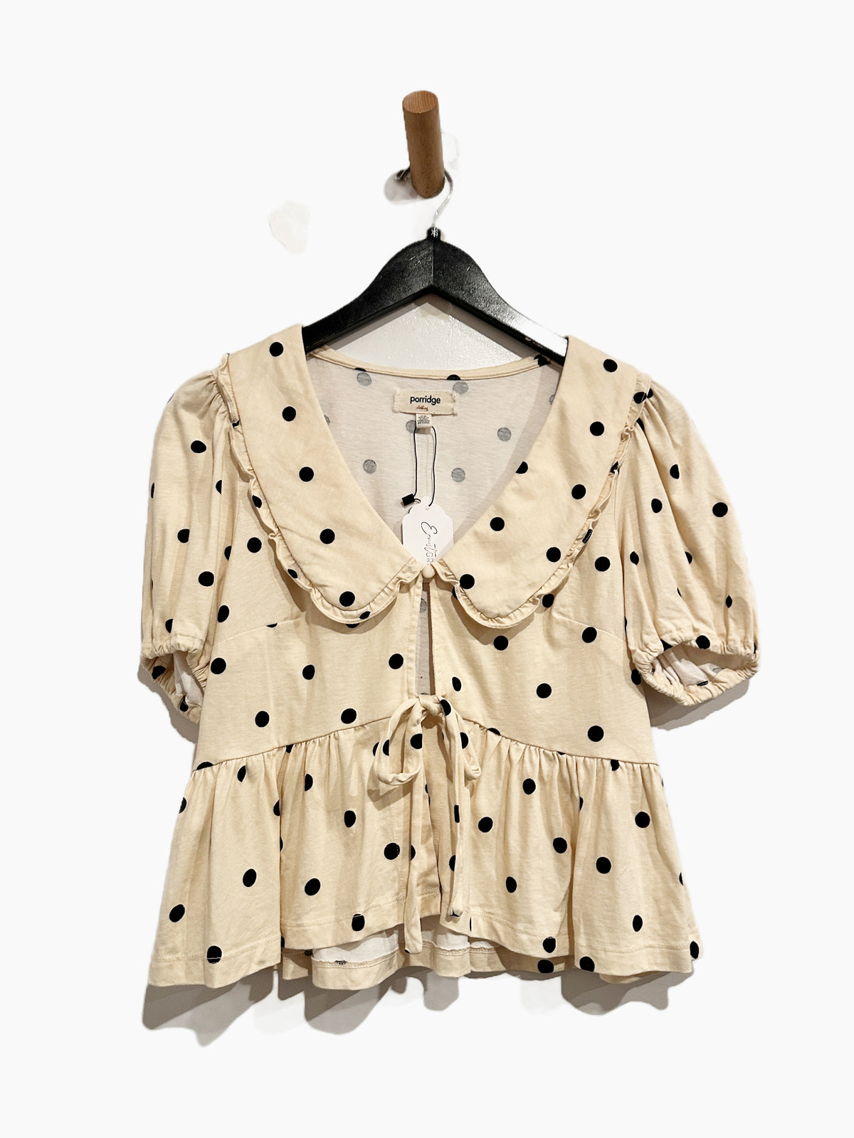 Anthropologie Porridge Gwen Polka Dot Peplum Top - XS
