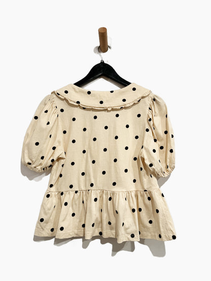 Anthropologie Porridge Gwen Polka Dot Peplum Top - XS