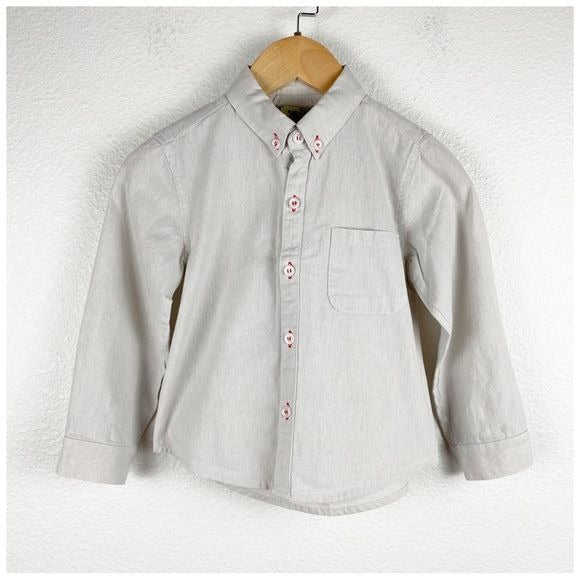 Tom & Drew Kids Gray Button Down Long Sleeve Shirt Size 5