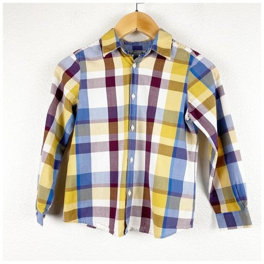 Bonpoint Yellow, Maroon & Blue Plaid Button Down Size 6