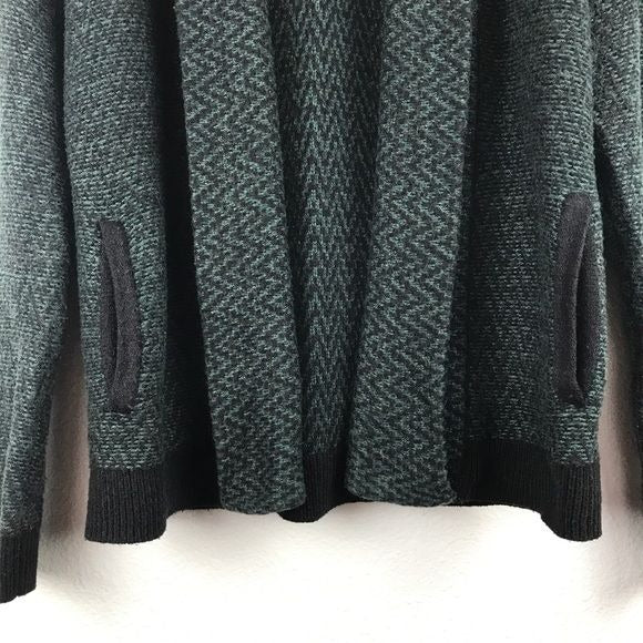 CAbi Fireside Chevron Green Knit Open Cardigan Size Medium