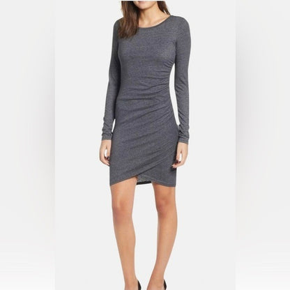 Leith Gray Ruched LS Dress Size Small