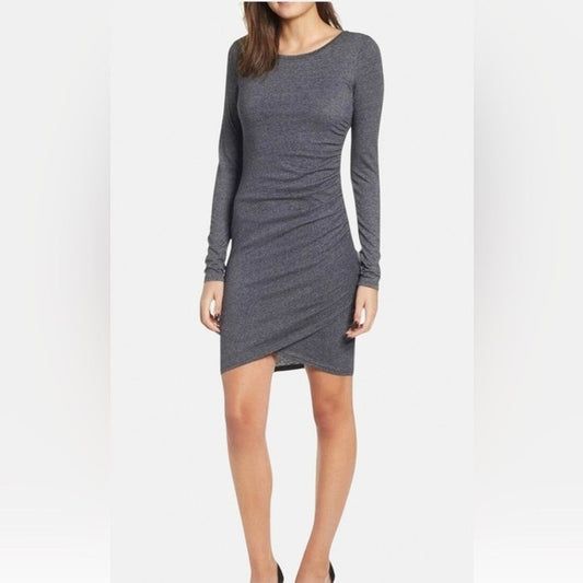 Leith Gray Ruched LS Dress Size Small