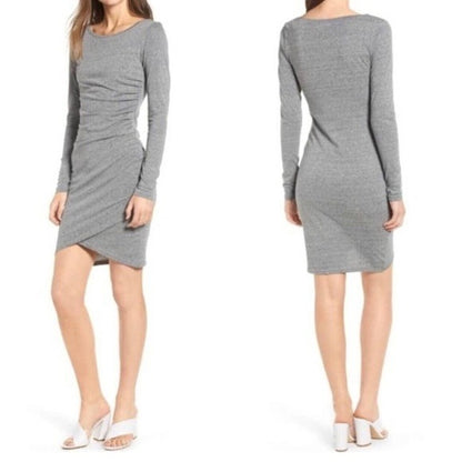 Leith Gray Ruched LS Dress Size Small