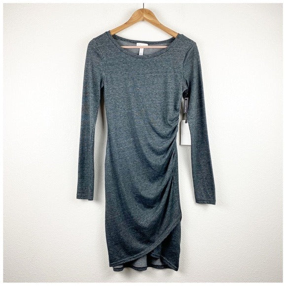 Leith Gray Ruched LS Dress Size Small