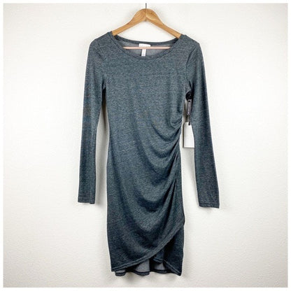 Leith Gray Ruched LS Dress Size Small