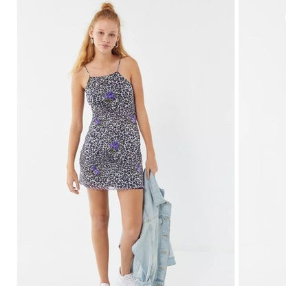 Urban Outfitters Louisa Printed Mesh Tie-Back Mini Dress Size Medium