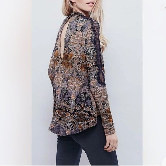 Free People New World Hi Low Blouse Size Small