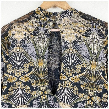 Free People New World Hi Low Blouse Size Small