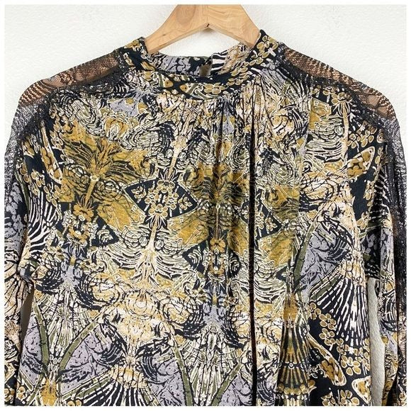 Free People New World Hi Low Blouse Size Small