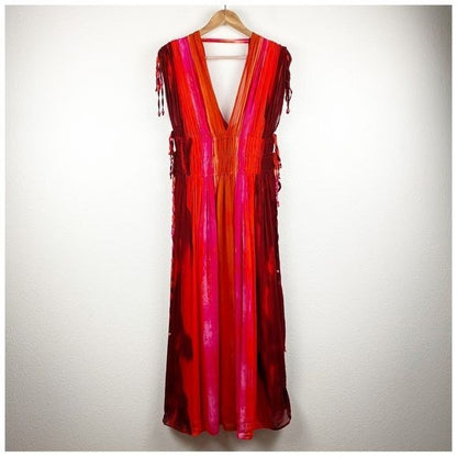 Zara NWT Sleeveless V-Neck Beaded Appliques Tie Dye Midi Dress Size Me Ernest Grace Zara NWT Sleeveless V-Neck Beaded Appliques Tie Dye Midi Dress Size Me Ernest Grace