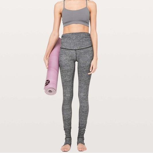 Lululemon Still Mind Tight 28" Interlink Ice Grey Black Size 2