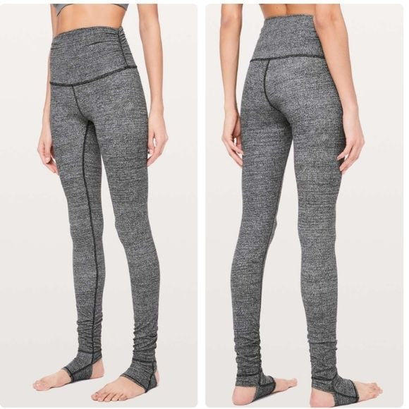 Lululemon Still Mind Tight 28" Interlink Ice Grey Black Size 2