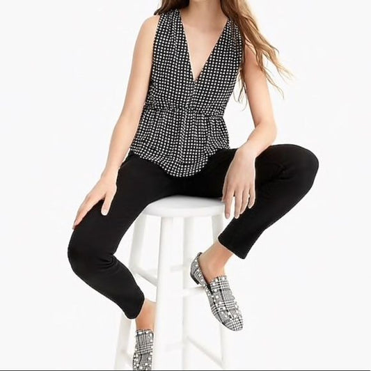 J.Crew NWT V-Neck Peplum Top in Stars Print Size 2