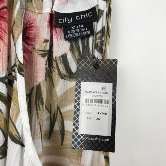 City Chic Floral Laysan Wrap Maxi Dress Size 14