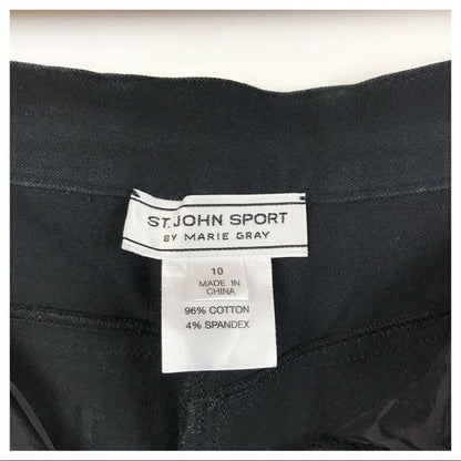 St. John Sport Black Pants With Sequin Tuxedo Stripe Size 10