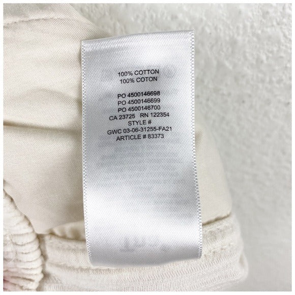 Aritzia Tna Carlaw White Corduroy Pants Size Medium