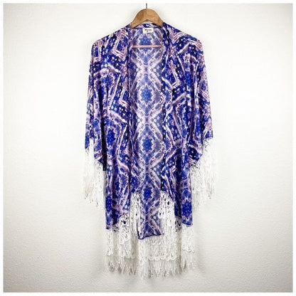 Show Me Your Mumu Meztler Printed Fringe Kimono Size Small