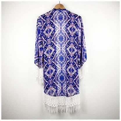 Show Me Your Mumu Meztler Printed Fringe Kimono Size Small