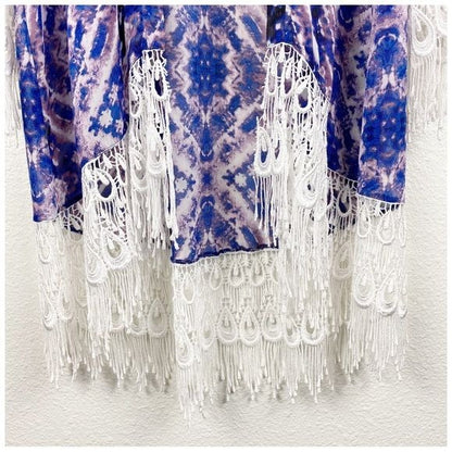 Show Me Your Mumu Meztler Printed Fringe Kimono Size Small