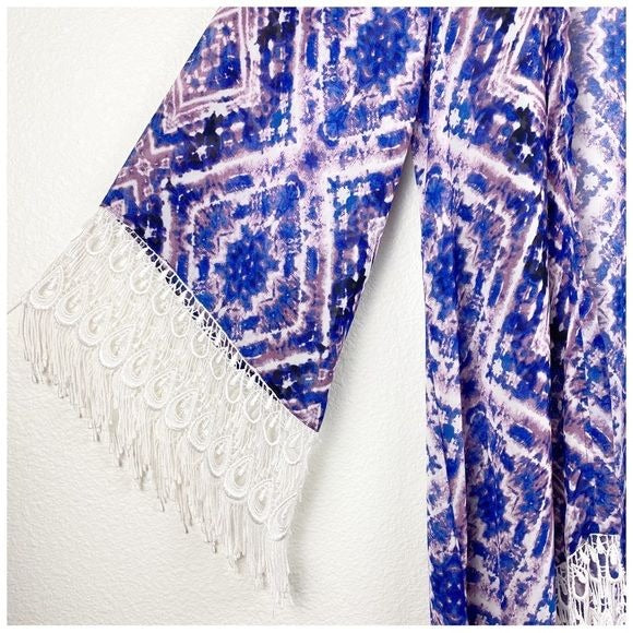 Show Me Your Mumu Meztler Printed Fringe Kimono Size Small