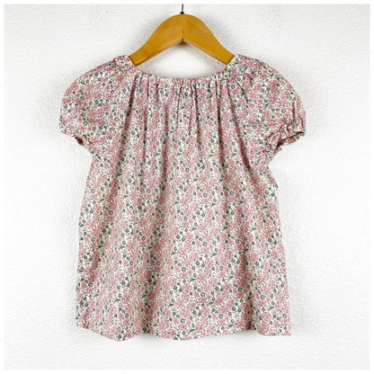 Bonpoint Pink Floral Short Sleeve Woven Top Size 6