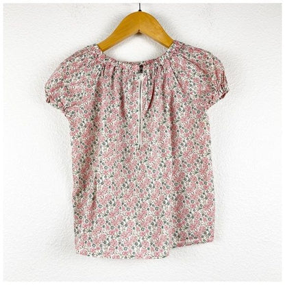 Bonpoint Pink Floral Short Sleeve Woven Top Size 6