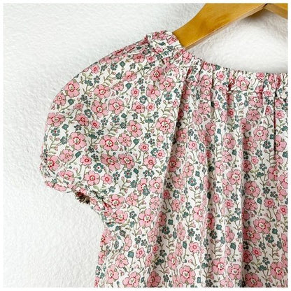 Bonpoint Pink Floral Short Sleeve Woven Top Size 6