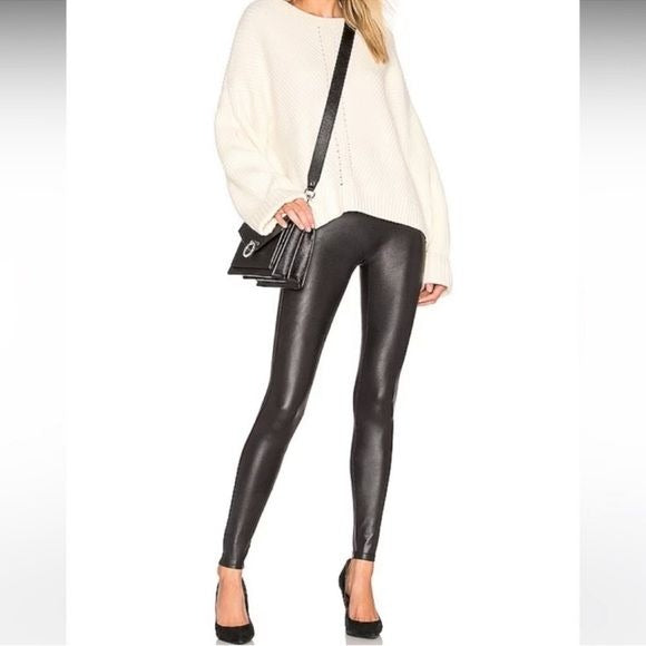 Spanx Black Faux Leather Leggings Size Medium
