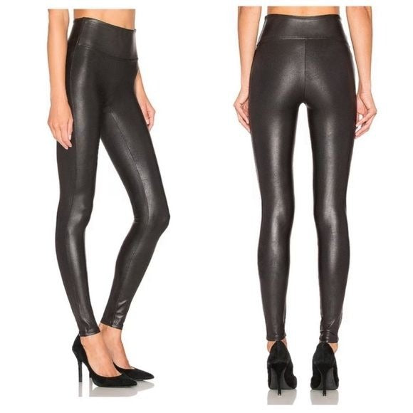 Spanx Black Faux Leather Leggings Size Medium