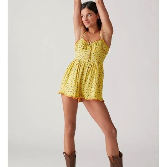 Urban Outfitters Betti Print Linen Romper Size Small