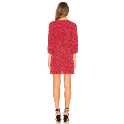 Free People Clara Red Floral Tunic Dress - XS