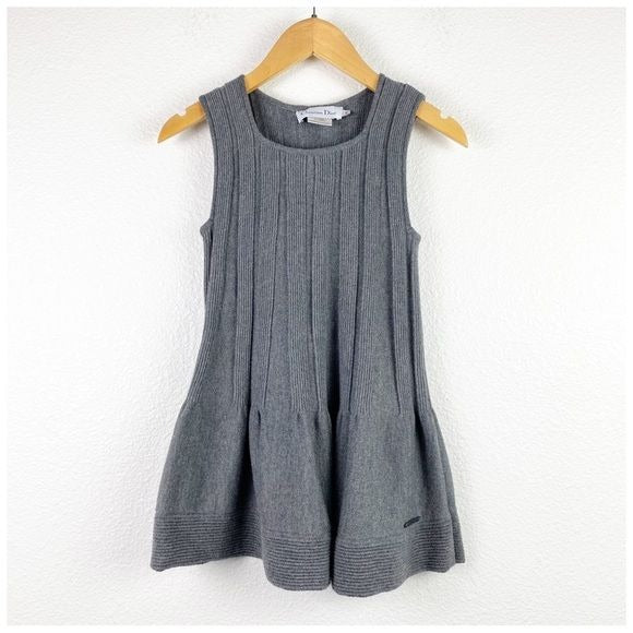 Christian Dior Gray Ribbed Dress - 4T