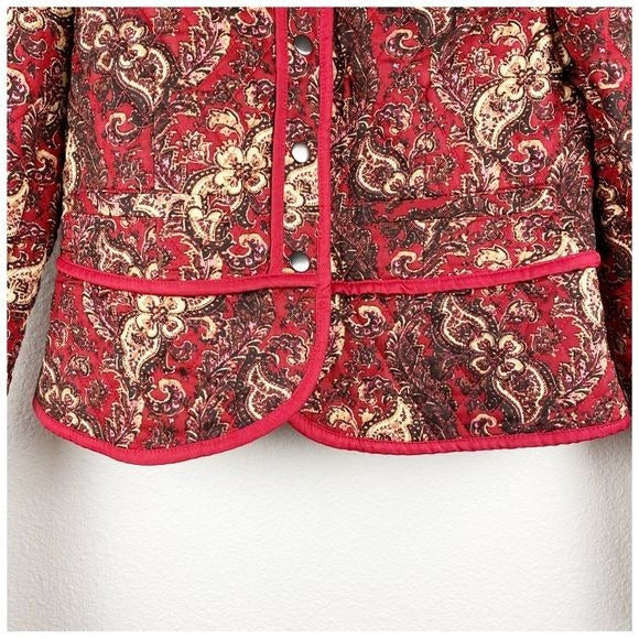 Free People Zoey Quilted Jacket in Cherry Combo Size Small