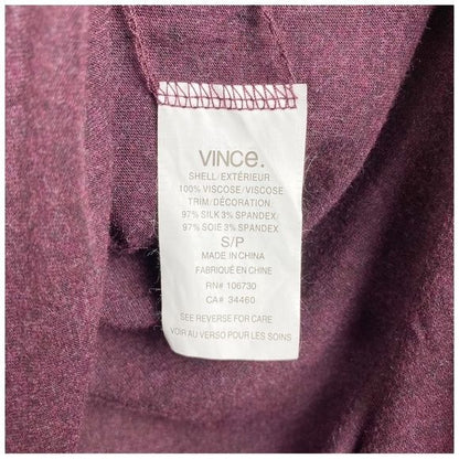 Vince Double V-Neck Drop Sleeve Top in Burgundy Size Small