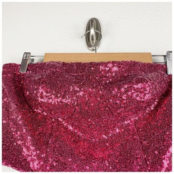 Lulus NWT Alluring Attitude Sequin Strapless Bustier Crop Top Size Large