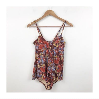 Garnet Hill Brown Floral Tankini One Piece Swimsuit Size 2