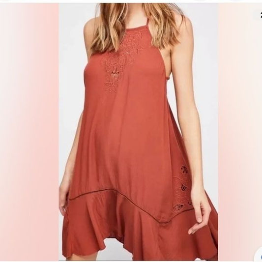 Free People Heat Wave Tunic Dress in Terracotta Size XS