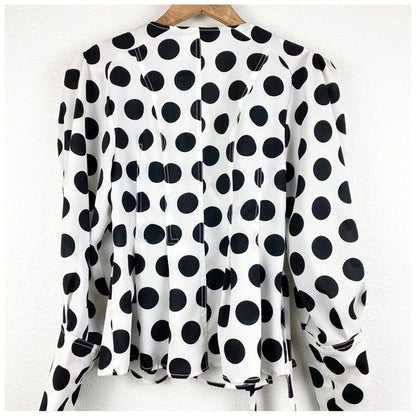 C/MEO Collective White Polka Dot Wrap Blouse Size XXS