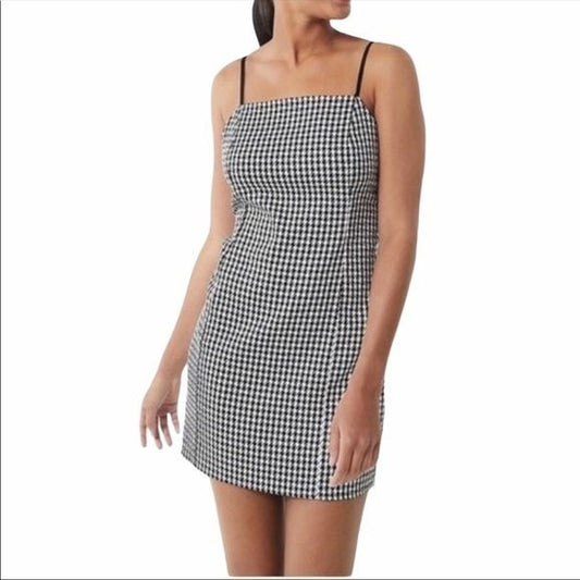 Urban Outfitters Y2K Square Neck Houndstooth Mini Dress Size Medium