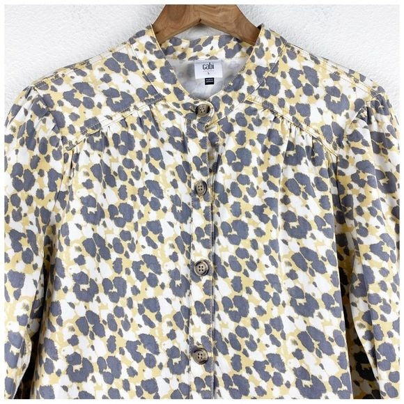 Cabi Providence Leopard Button Front Shirt Size Large