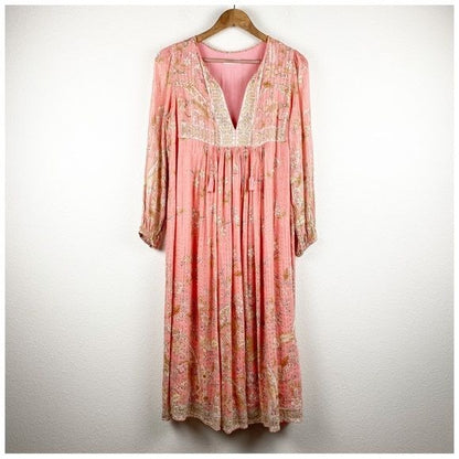 Spell And The Gypsy Collective Hendrix Boho Midi Dress in Dusty Pink Size Small