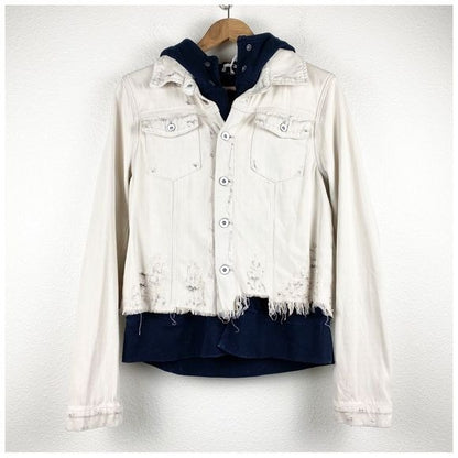 Free People Bleached Distressed Denim Jacket Size Medium