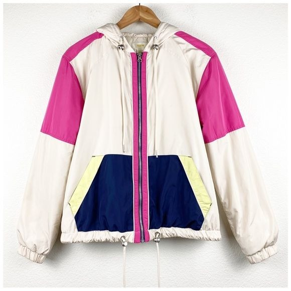 Anthropologie Maeve Venus Neon Windbreaker Jacket Size Small