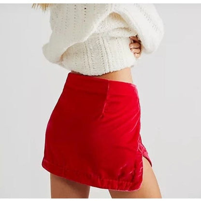 Free People Pink Velvet Annalise Mini Skirt Size 12