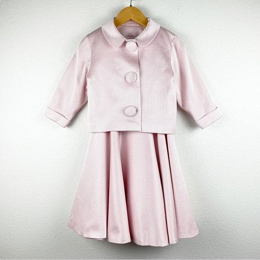 Little Wardrobe London Pink Dress & Jacket Set Size 8-9Y