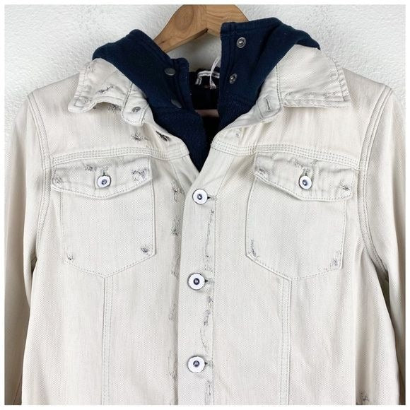 Free People Bleached Distressed Denim Jacket Size Medium