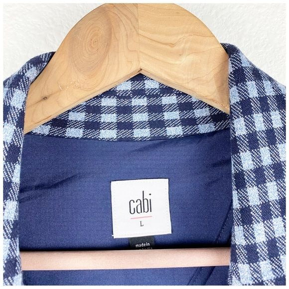 Cabi Check Up Navy Plaid Blazer Size Large