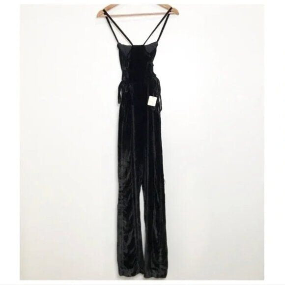 NWT Free People 90's Forever Overalls in Black Size Small